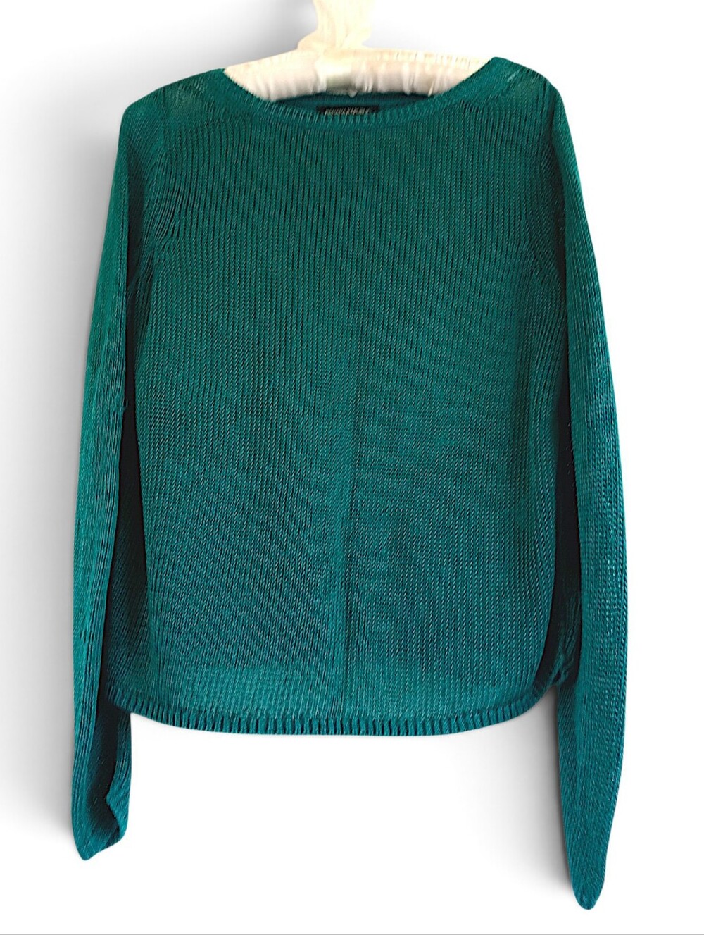 Banana Republic Teal Crewneck Pullover Sweater Loose Knit Linen Blend Comfy SM